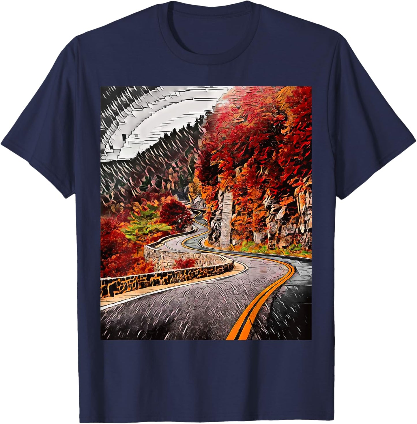 Hawk's Nest Highway, New York, USA T-Shirt - T-Shirt | Navy