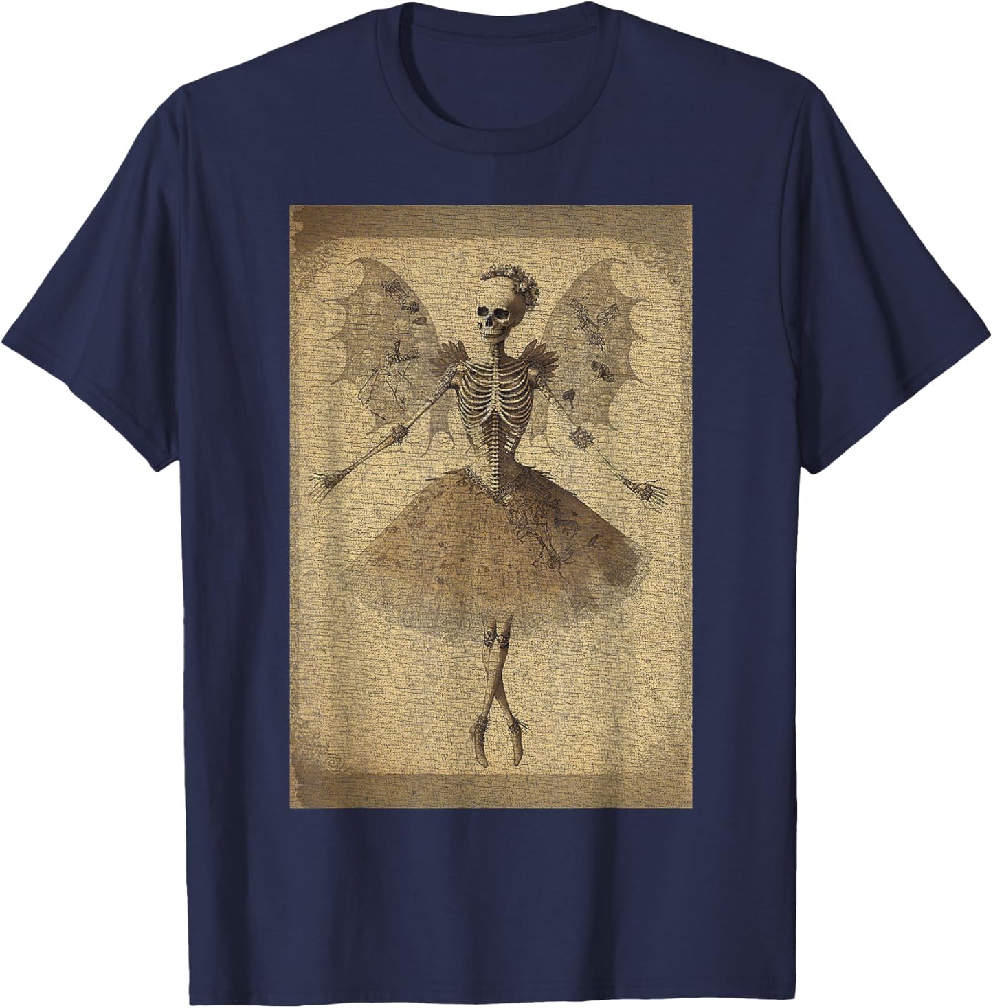 Fairy Grunge Fairycore Clothing Fairy Grunge Gothic Skeleton Butterfly Wings Gothic T-Shirt - T-Shirt | Navy