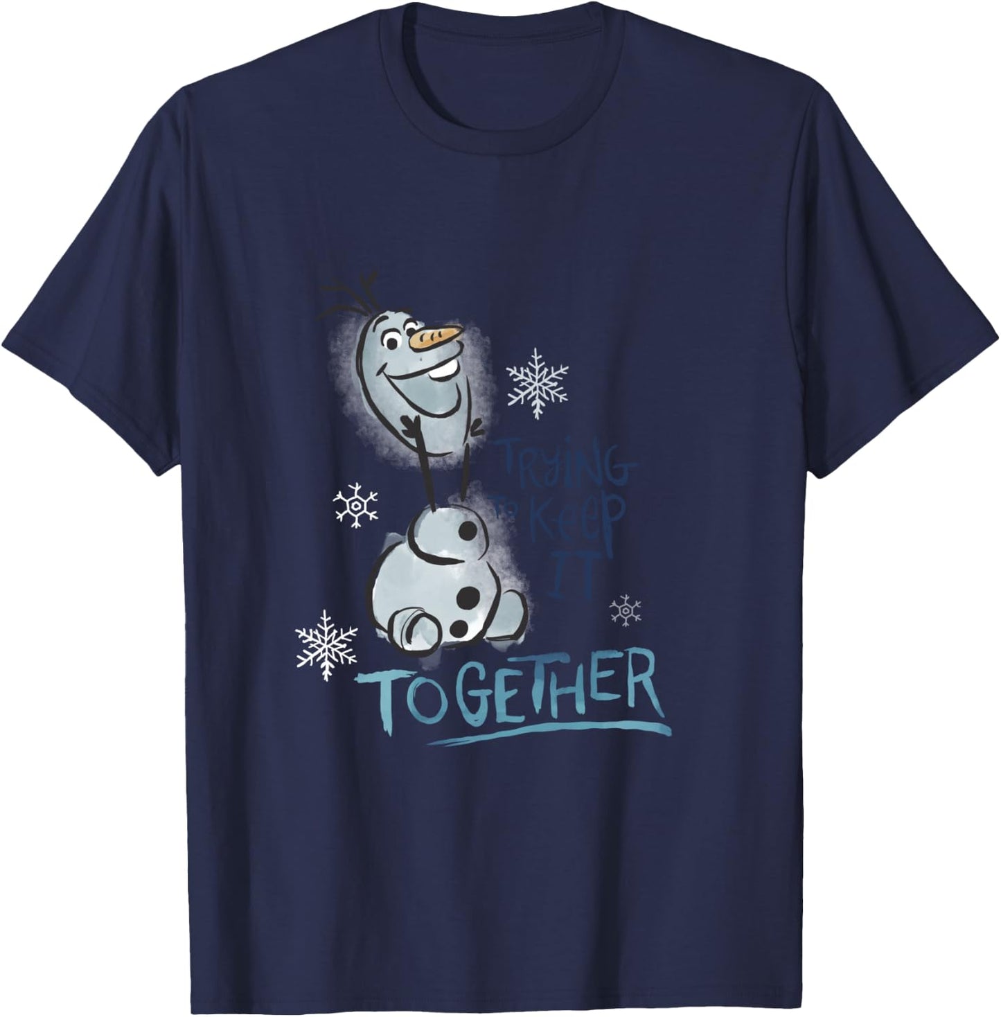 Disney Frozen Olaf Smiling Trying To Keep It Together Poster T-Shirt - T-Shirt | Navy