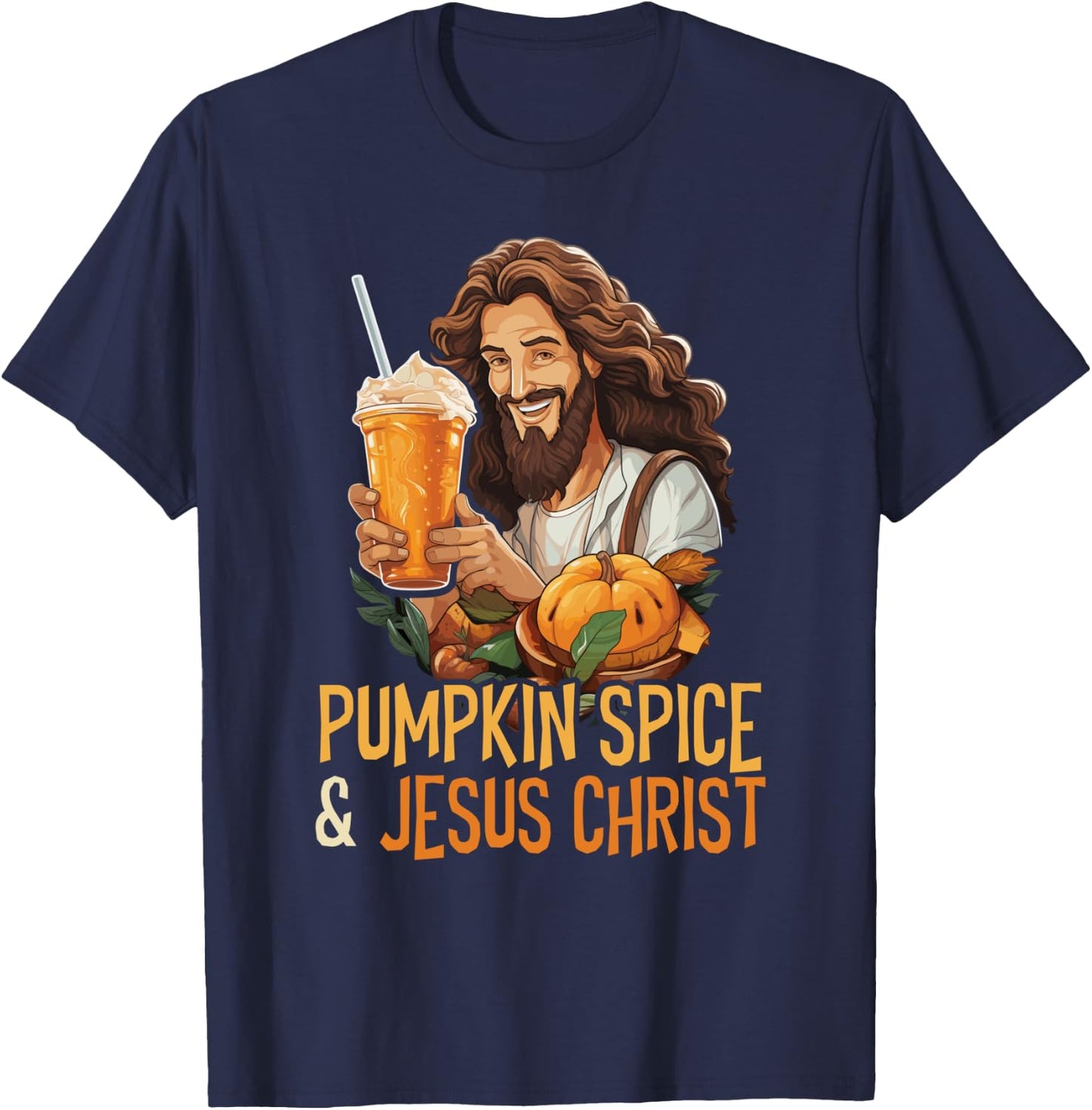 Pumpkin Spice Latte Autumn Food Flavored Drink T-Shirt - T-Shirt | Navy
