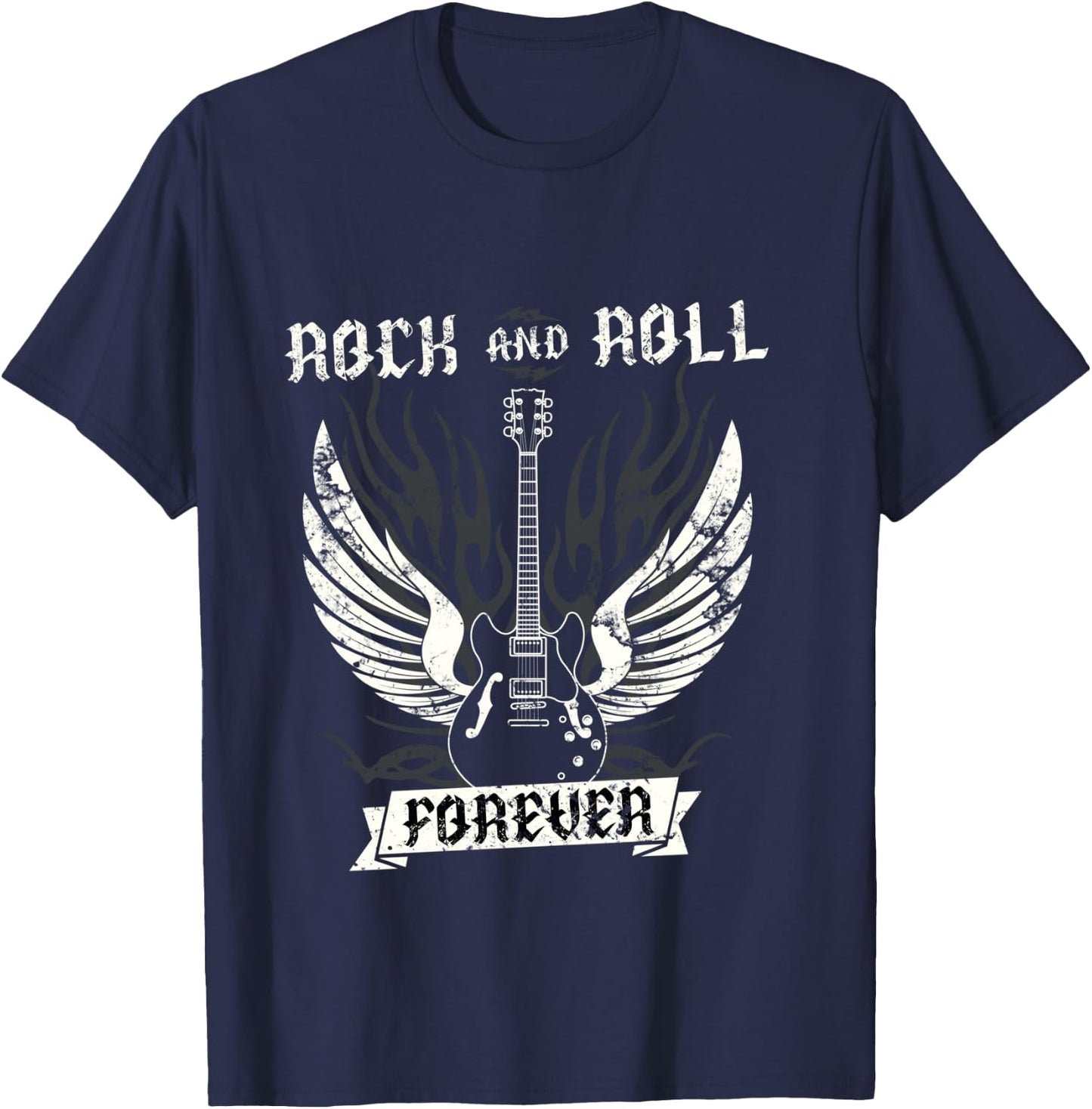 Guitar Wings 70s Vintage Retro 80s Rock & Roll Music T-Shirt - T-Shirt | Navy