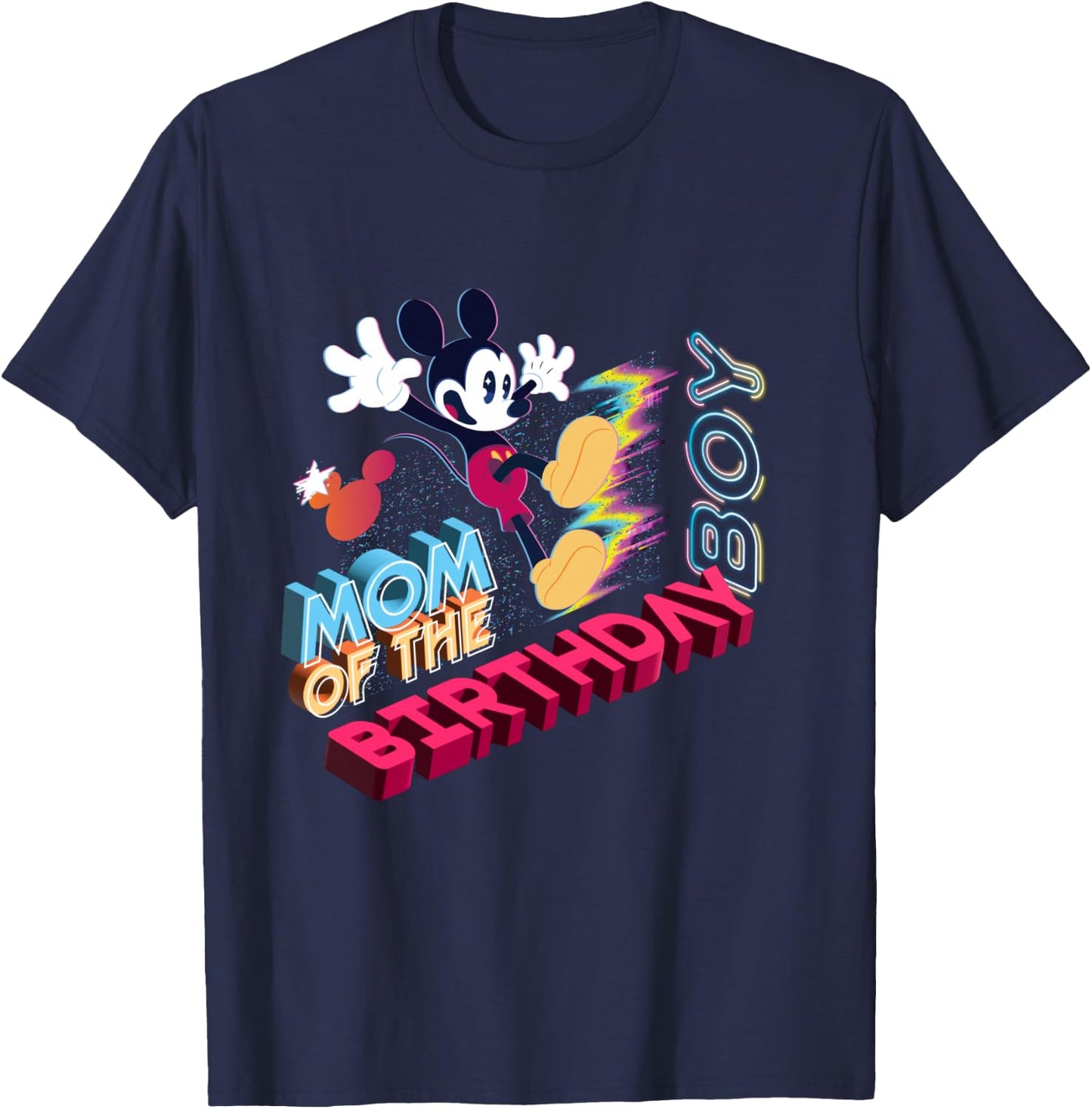 Disney Mickey Mouse Family Star Mom of the Birthday Boy T-Shirt - T-Shirt | Navy