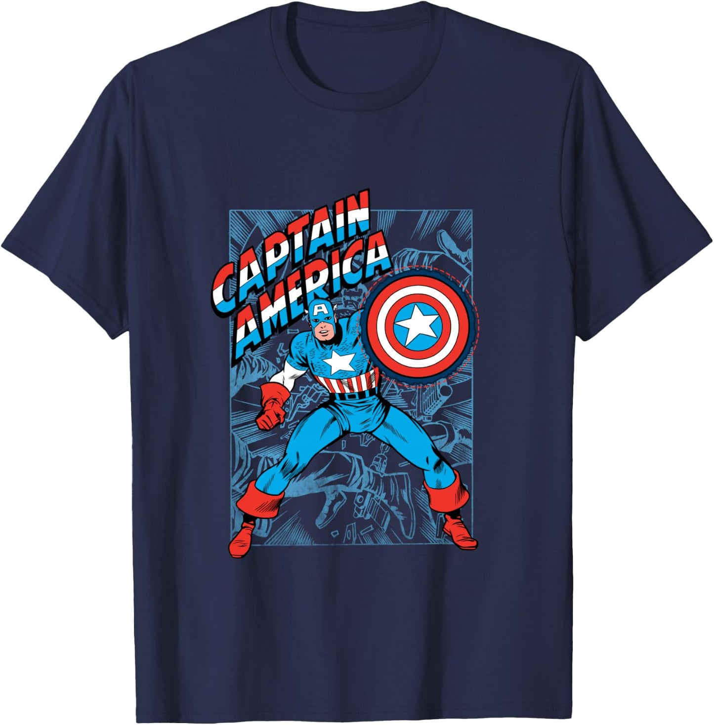 Marvel Comics Retro Classic Captain America Comic Book Cover T-Shirt - T-Shirt | Navy
