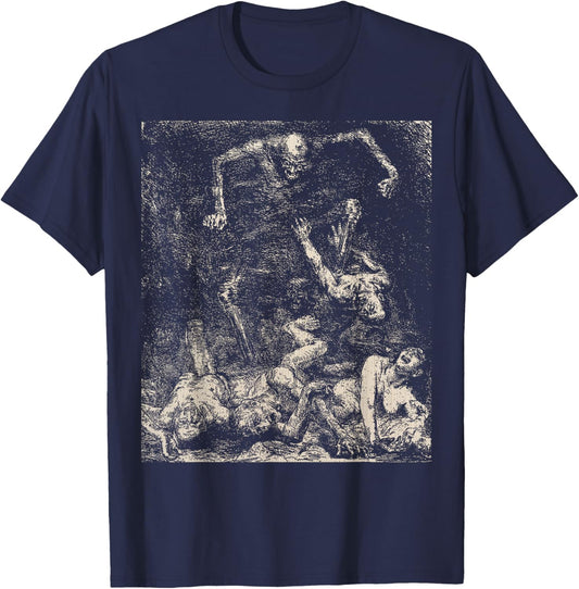 Retro Halloween Evil Demon Rise From the Dead Creepy Macabre T-Shirt - T-Shirt | Navy