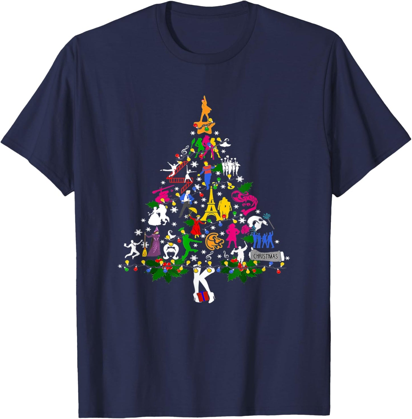 Broadway Musical Theatre Christmas Tree Funny Xmas T-Shirt - T-Shirt | Navy