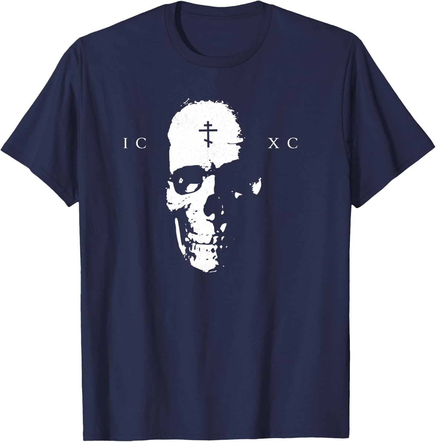 ICXC, Orthodox Christian Skull T-Shirt - T-Shirt | Navy
