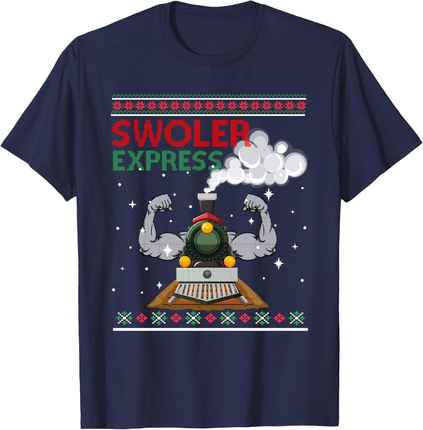 Swoler Express Ugly Christmas Season Train T-Shirt - T-Shirt | Navy