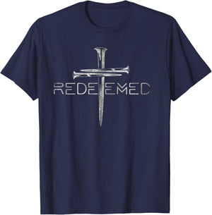 Redeemed Christian Bible Verse, Cross Follower Christian T-Shirt - T-Shirt | Navy