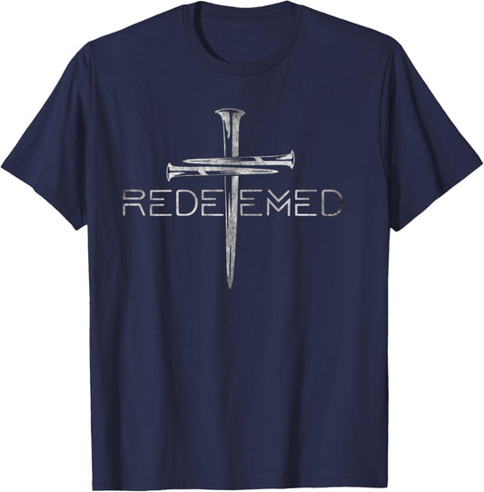 Redeemed Christian Bible Verse, Cross Follower Christian T-Shirt - T-Shirt | Navy