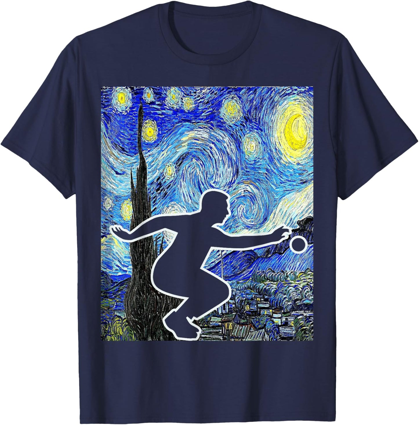 Bocce Starry Night Bocce Player Petanque Lover T-Shirt - T-Shirt | Navy