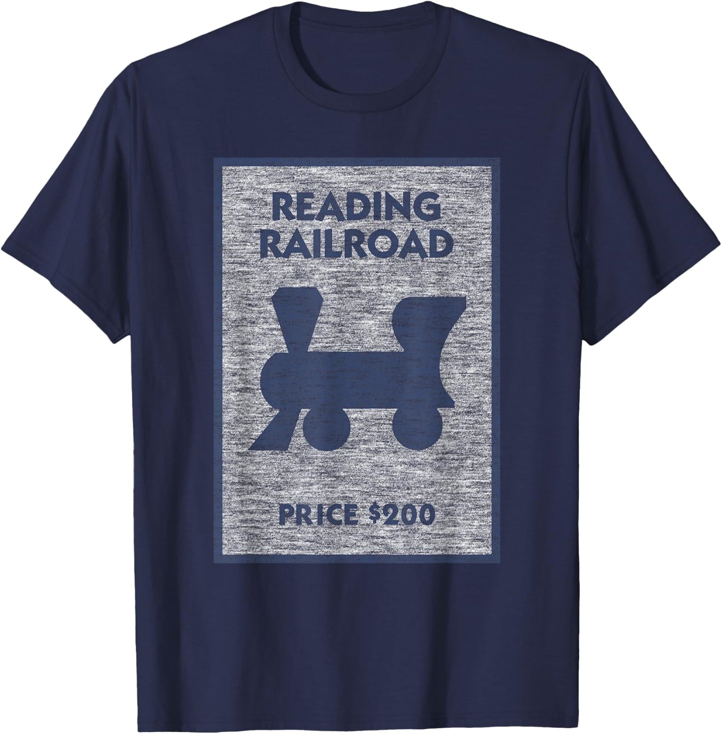 Monopoly Reading Railroad Vintage Place Icon Logo T-Shirt - T-Shirt | Navy