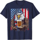 Eagle Beer Drinking USA Flag Patriotic Eagle 4th Of July Men T-Shirt - T-Shirt | Navy