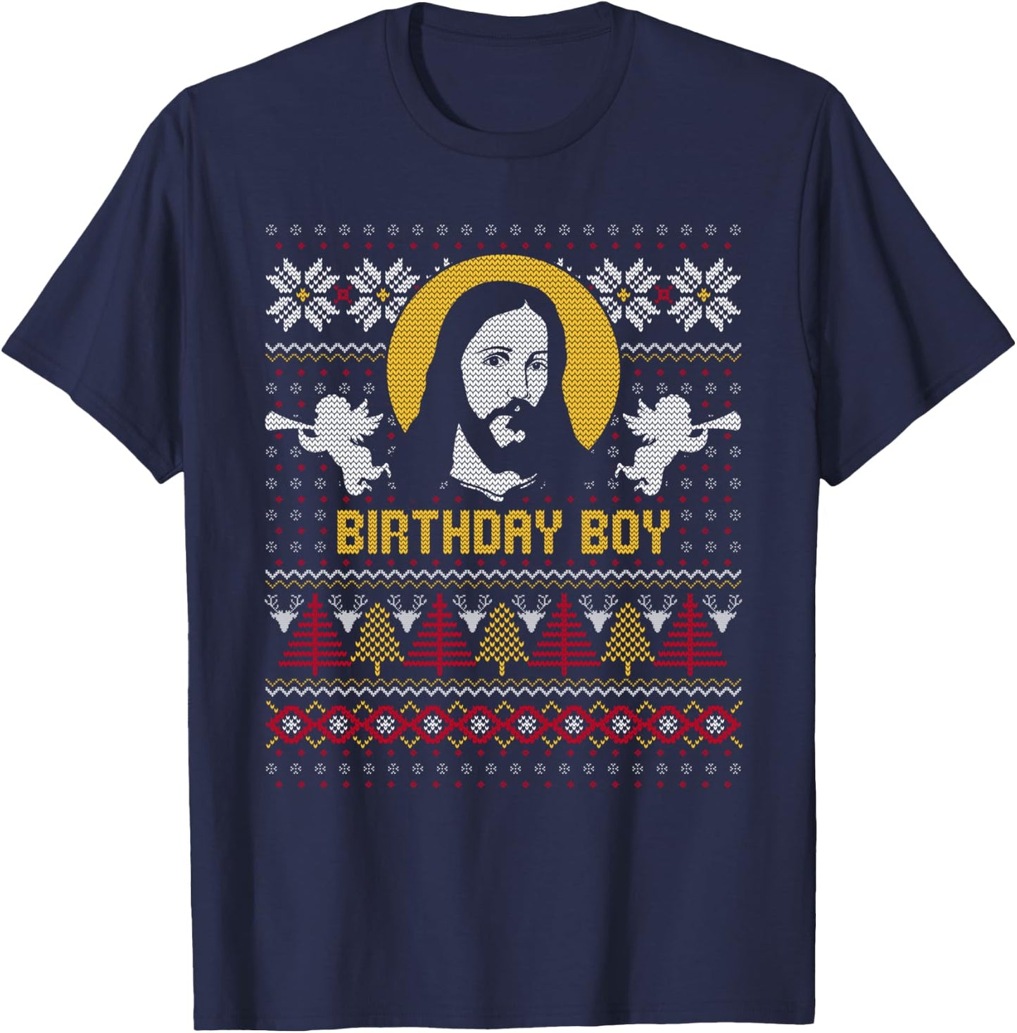 Jesus Birthday Boy Ugly Christmas Design T-Shirt - T-Shirt | Navy