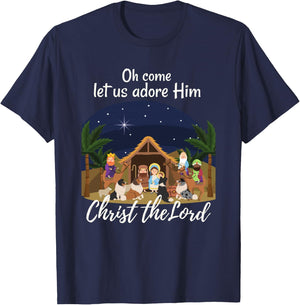 Sheltie Christmas Adorable Nativity with Shelties T-Shirt - T-Shirt | Navy