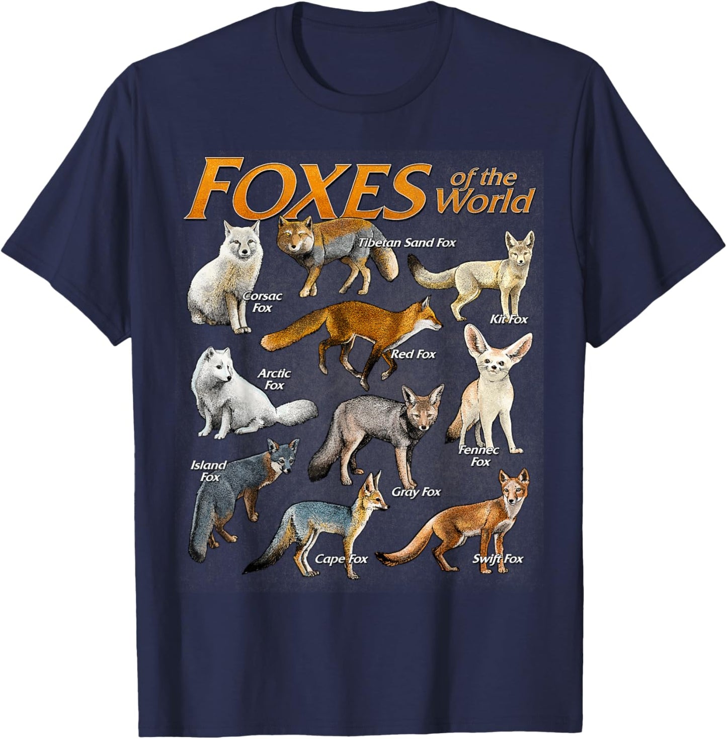 Foxes Animals of the World Educational Fox Lover Zookeeper T-Shirt - T-Shirt | Navy