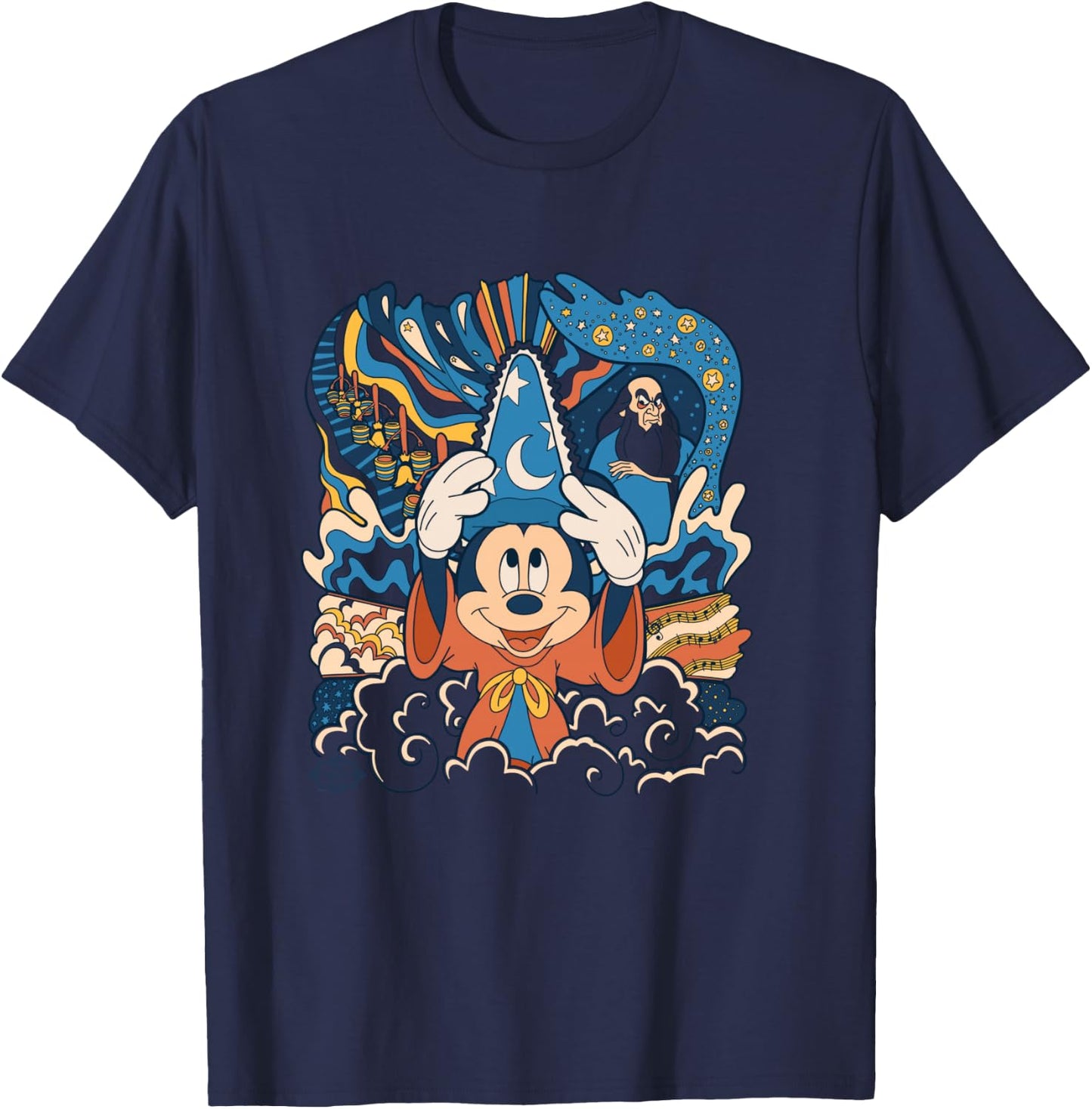 Disney Fantasia Mickey Mouse Sorcerer’s Apprentice Retro T-Shirt - T-Shirt | Navy