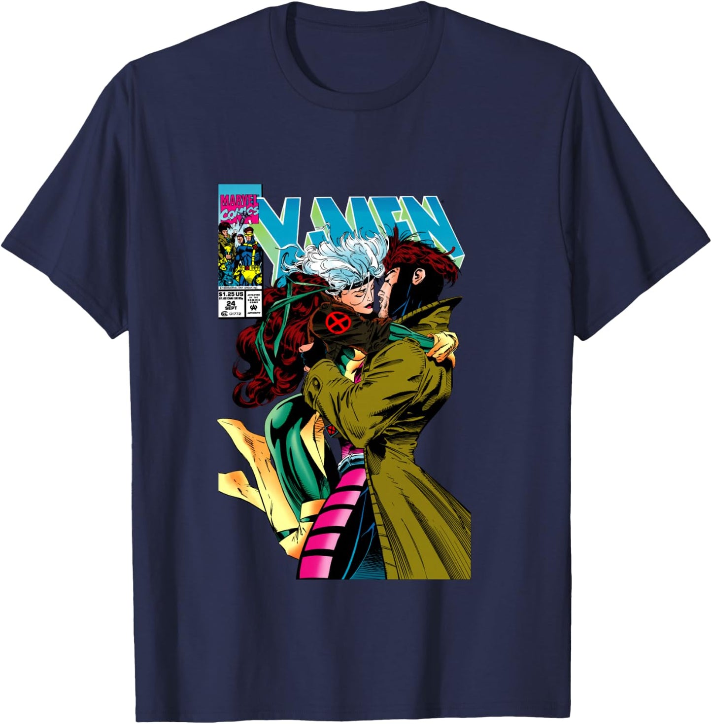Marvel X-Men Gambit & Rogue Beautiful Couple Cover T-Shirt - T-Shirt | Navy