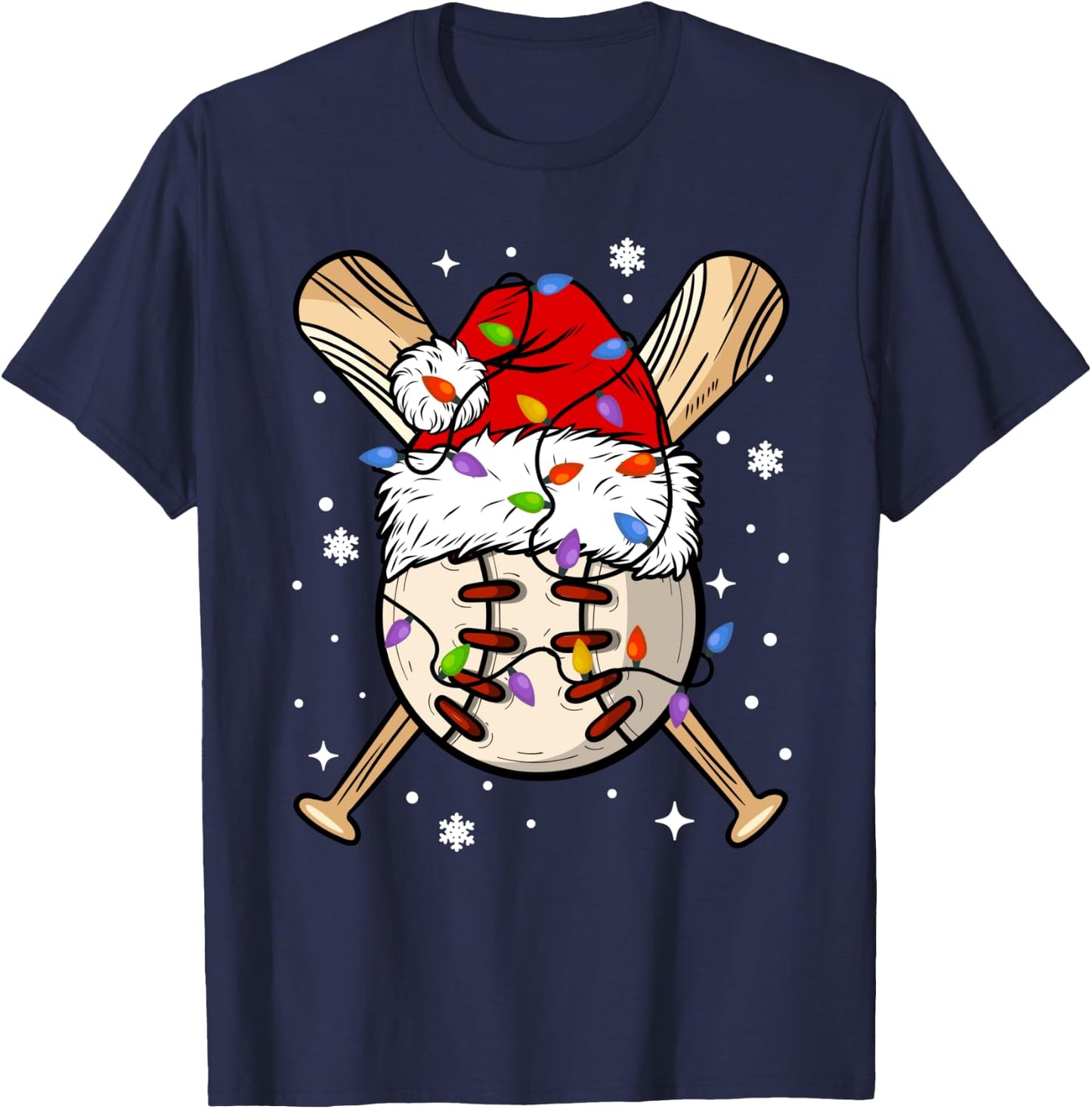 Baseball Snowman Balls Snow Christmas Xmas Women T-Shirt - T-Shirt | Navy
