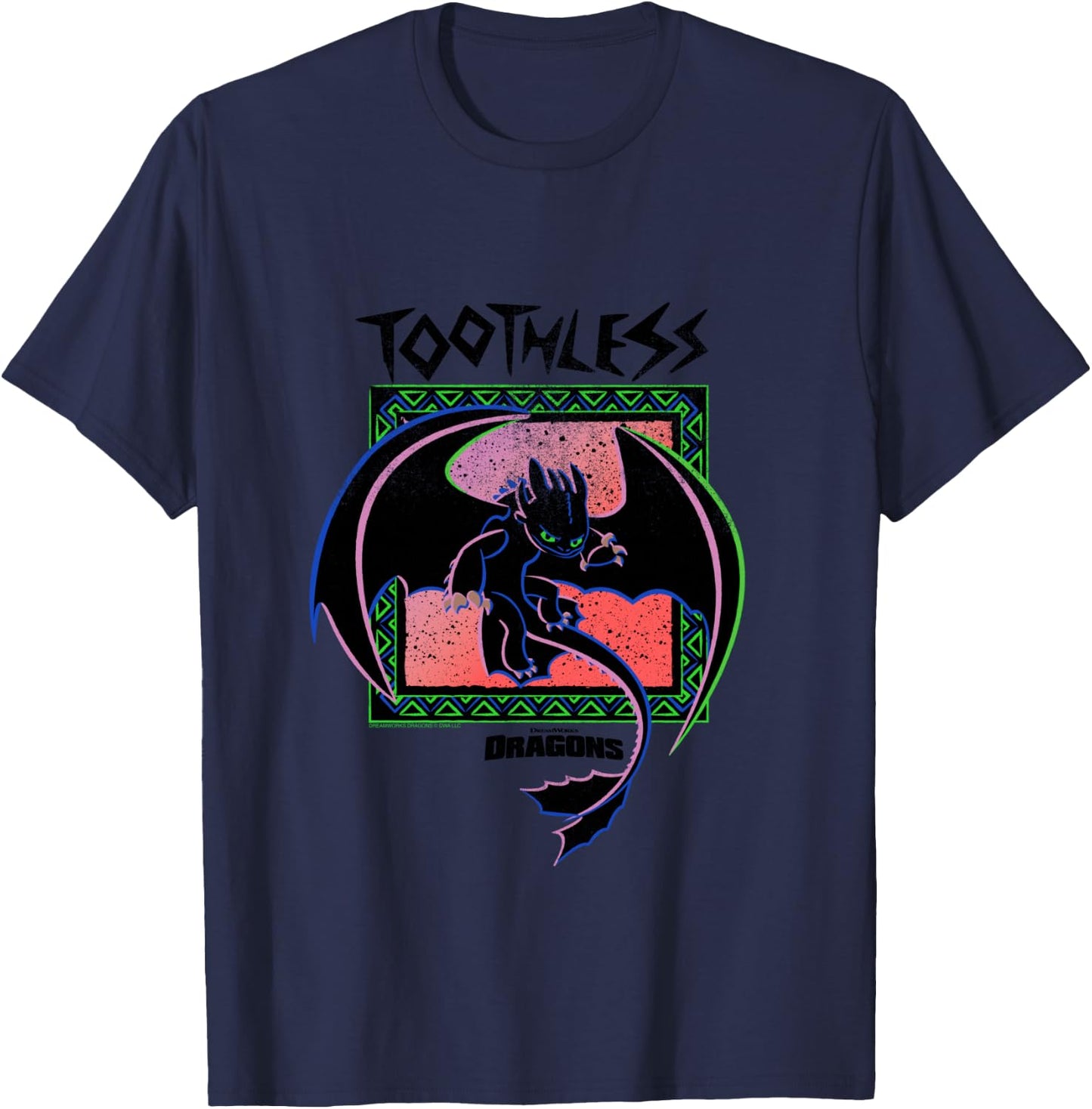DreamWorks Dragons Toothless Neon T-Shirt - T-Shirt | Navy