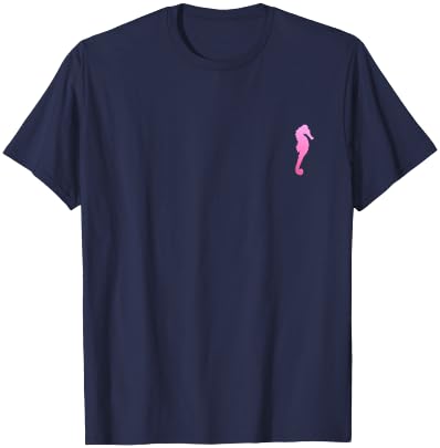 Seahorse Pink Vintage Beach Vacation Sea Horse Ocean Animal T-Shirt - T-Shirt | Navy