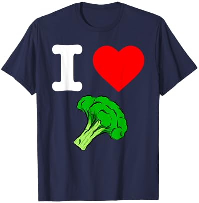I Love Broccoli I Heart Vegetables Organic Vegan Life T-Shirt - T-Shirt | Navy