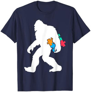 Yetti Autism Kids Jigsaw Puzzle Sasquatch T-Shirt - T-Shirt | Navy