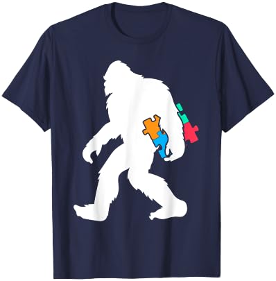 Yetti Autism Kids Jigsaw Puzzle Sasquatch T-Shirt - T-Shirt | Navy