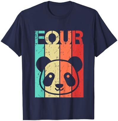 Panda 4 Birthday Boy Girl Panda 4 Year Old T-Shirt - T-Shirt | Navy
