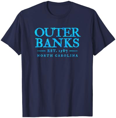 Outer Banks NC OBX Colorful Text Retro Preppy Throwback T-Shirt - T-Shirt | Navy