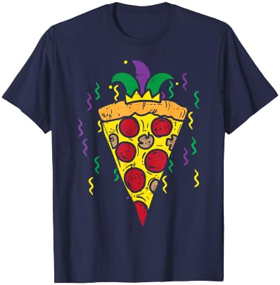 Mardi Gras Jester Pizza Funny Carnival Food Men Women Kids T-Shirt - T-Shirt | Navy