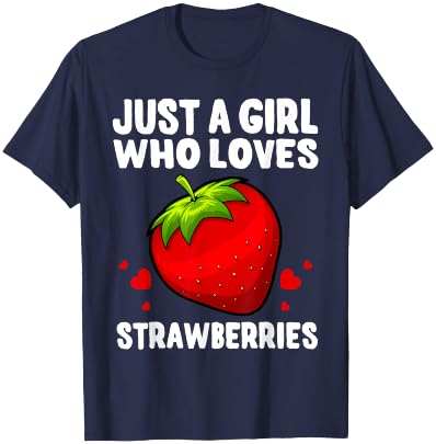 Funny Strawberry Girl Art Kids Strawberries Lovers T-Shirt - T-Shirt | Navy