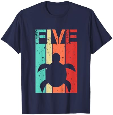Turtle 5 Birthday Boy Girl Turtle 5 Year Old T-Shirt - T-Shirt | Navy