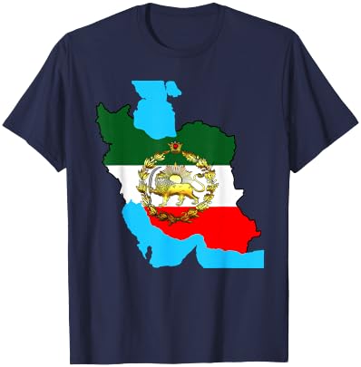 Iran flag with a golden lion T-Shirt - T-Shirt | Navy