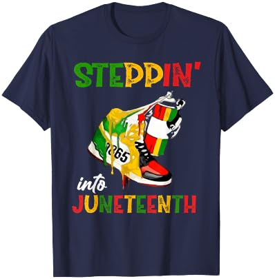 Stepping Into Juneteenth 1865 pride black African American T-Shirt - T-Shirt | Navy