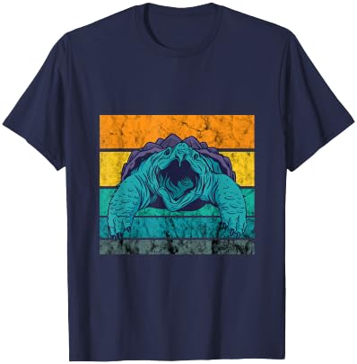Snapping Turtle Vintage Retro Reptile Snapping Turtle Lover T-Shirt - T-Shirt | Navy