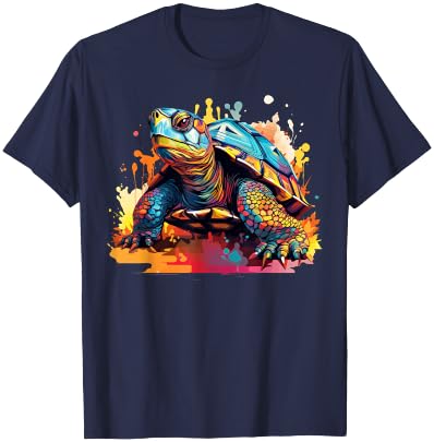 Eastern Box Turtle Lover Colorful Splash Art T-Shirt - T-Shirt | Navy