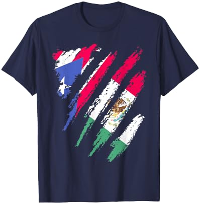 Puerto Rico Flag Mexico Grown Patriot Country Stripes T-Shirt - T-Shirt | Navy