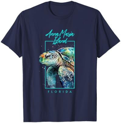 Anna Maria Island Souvenirs Florida Sea Turtle Portrait T-Shirt - T-Shirt | Navy