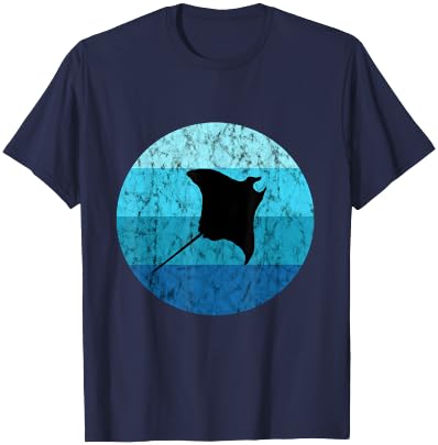 Manta Stingray Retro Vintage Ocean Sea Creatures T-Shirt - T-Shirt | Navy