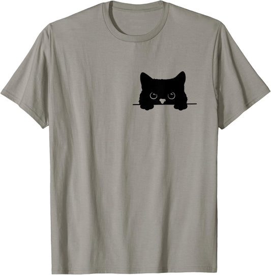 Pocket Black Cat Lover Cat Mom Cat Dad T-Shirt - T-Shirt | Sand
