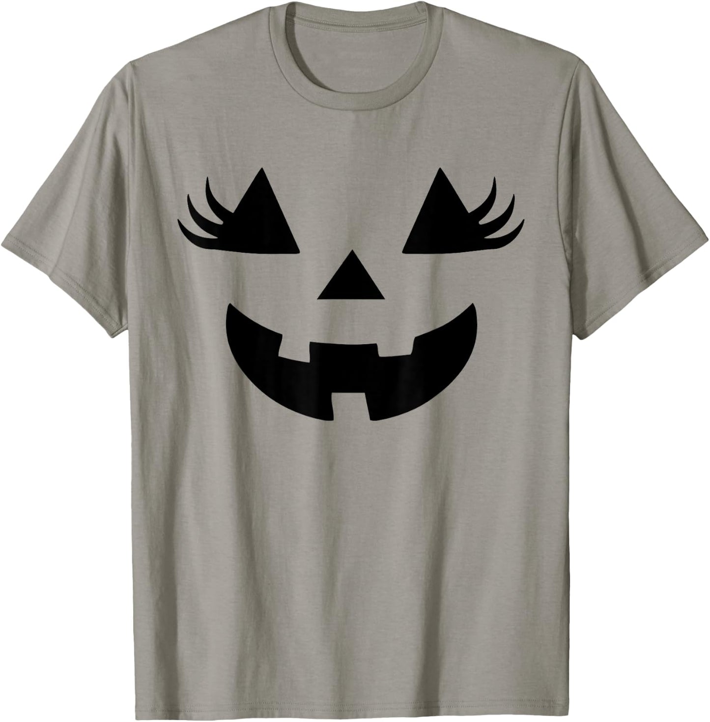 Jack O Lantern Face Pumpkin Eyelashes Halloween Women Girls T-Shirt - T-Shirt | Sand