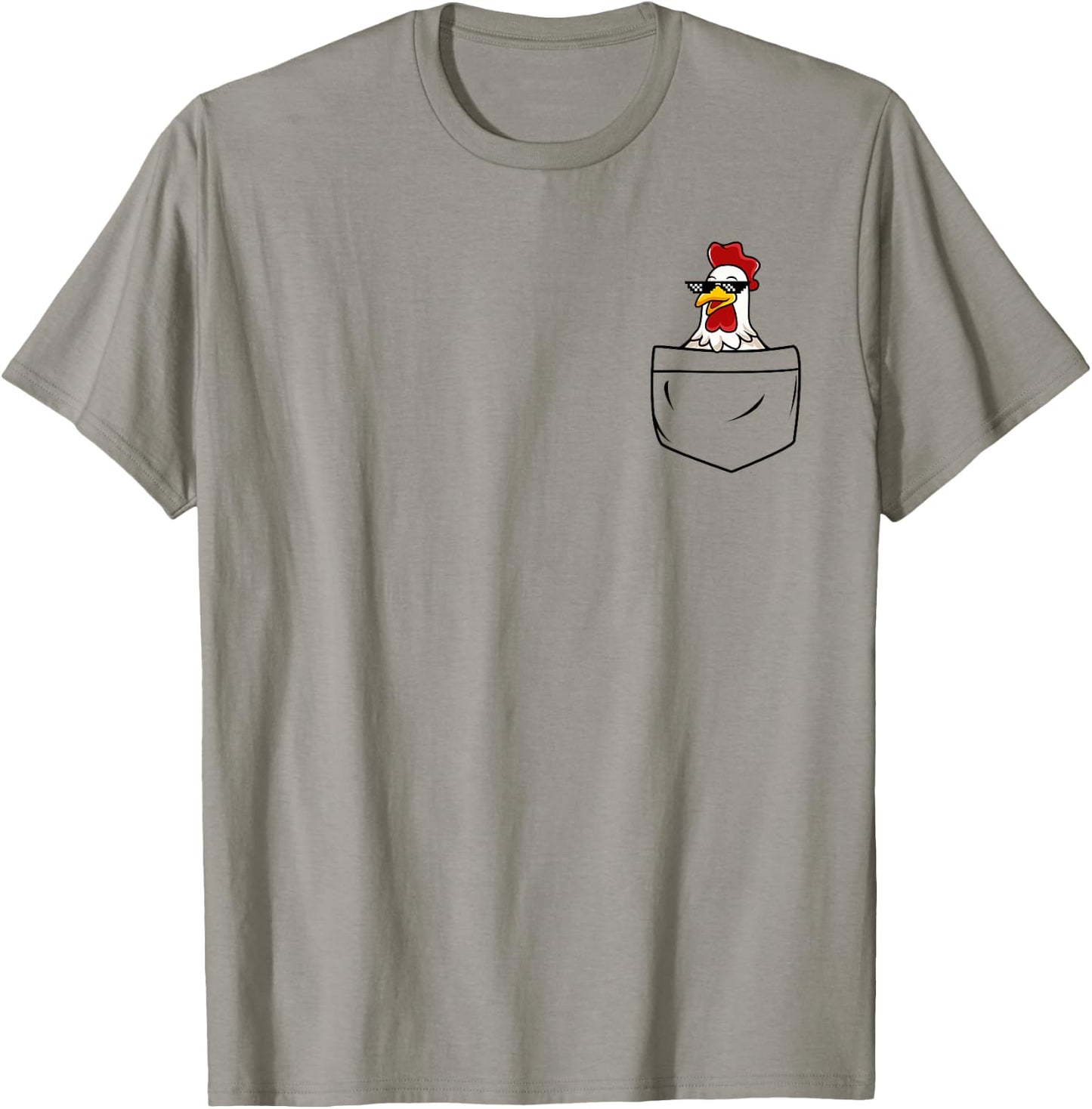 Cool Chicken Hen Rooster in Pocket with Meme Sunglasses T-Shirt - T-Shirt | Sand
