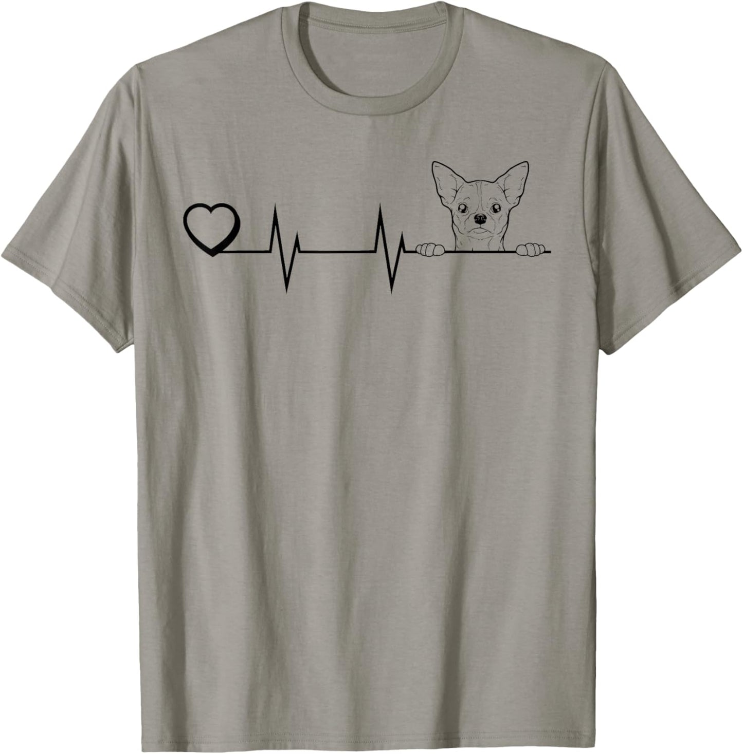 Chihuahua Heartbeat Dog Breed Chihuahua Heart Men Women Kids T-Shirt - T-Shirt | Sand