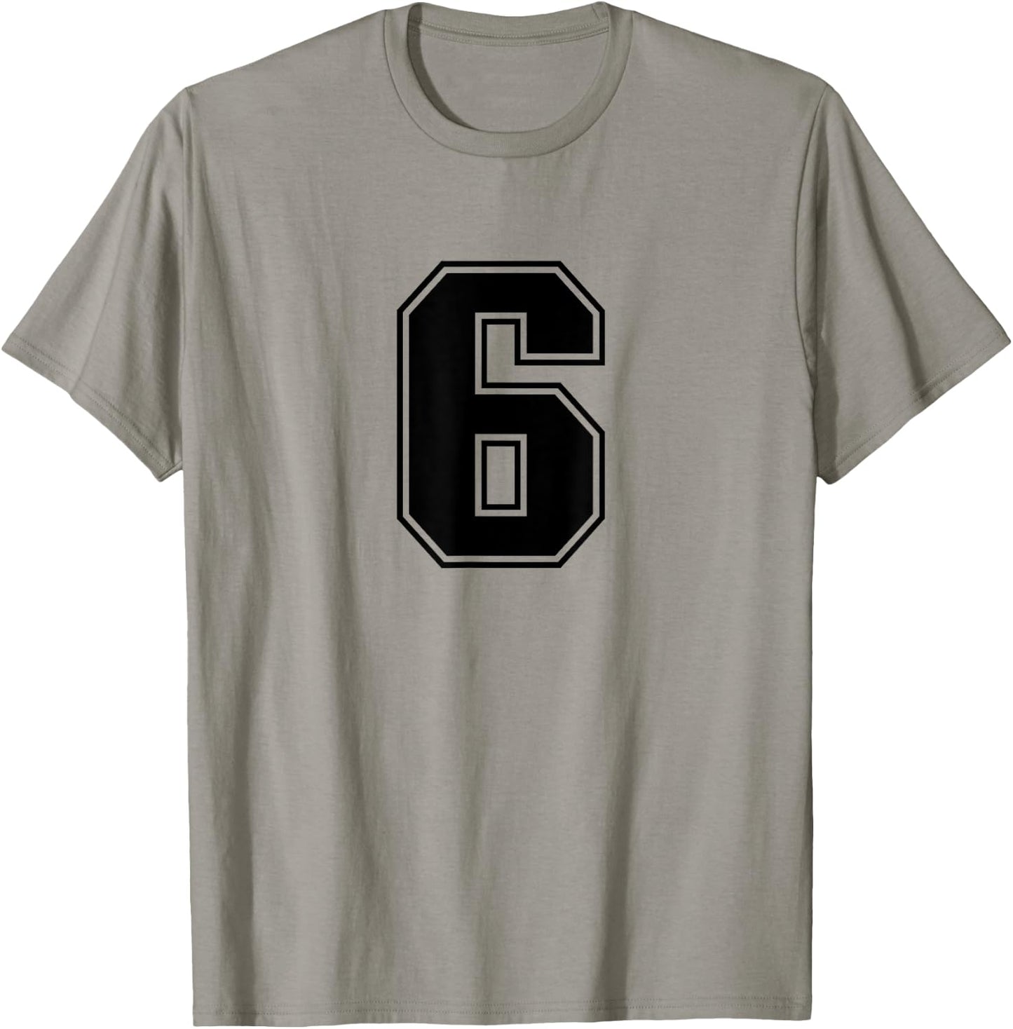 Number #6 Black Sports Fan Jersey Number T-Shirt - T-Shirt | Sand