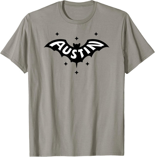 AUSTIN BAT - Austin TX Bat Logo W. Stars Two Tone Design T-Shirt - T-Shirt | Sand
