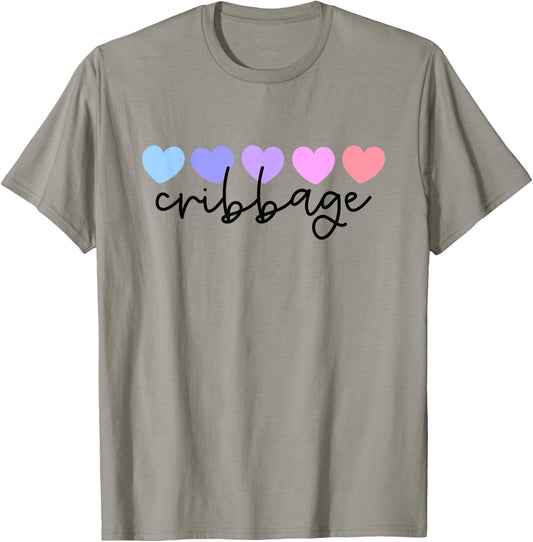 Cribbage Lover Heart Women or Girls T-Shirt - T-Shirt | Sand