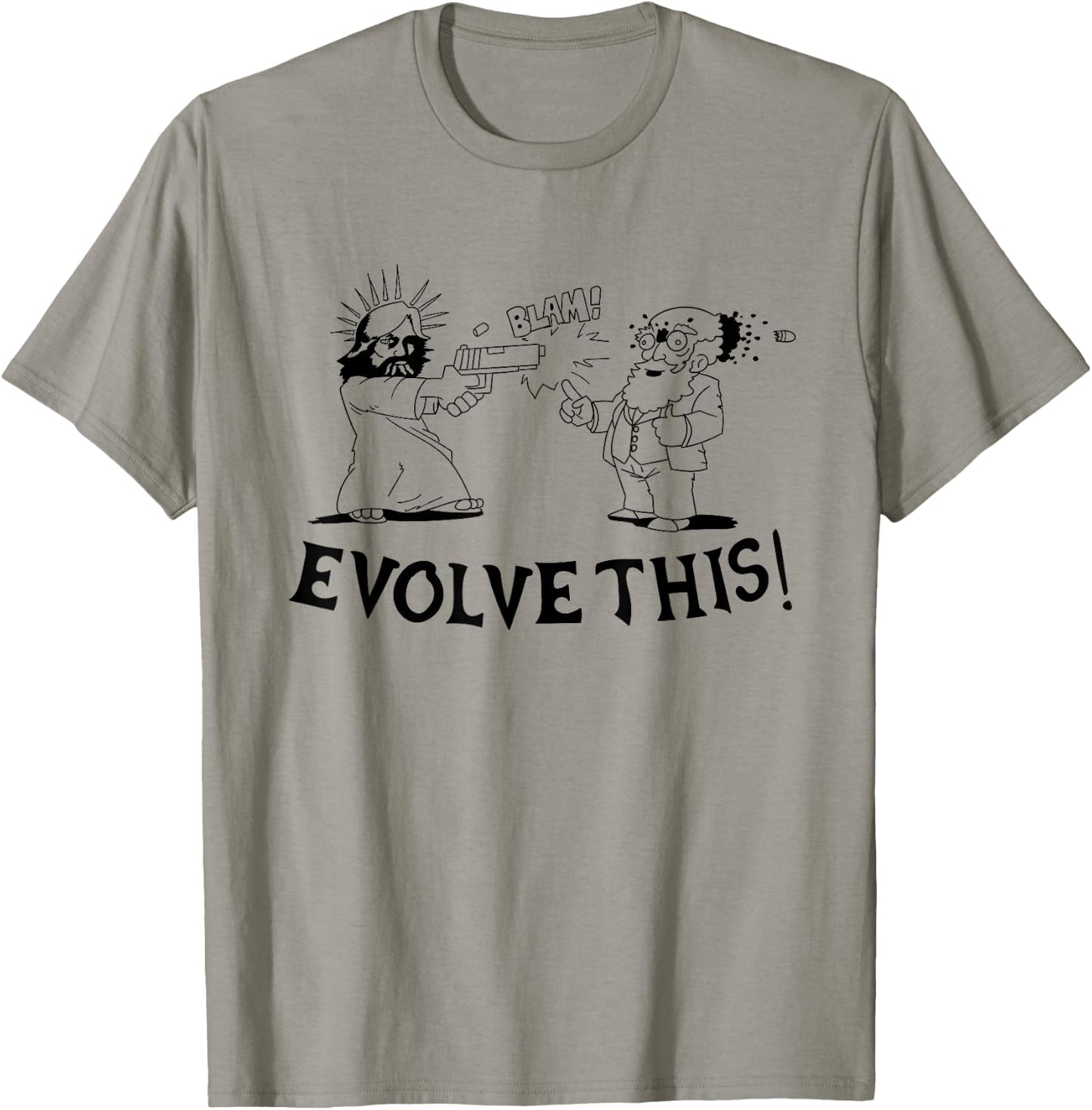 Evolve This - Jesus and Darwin T-Shirt - T-Shirt | Sand
