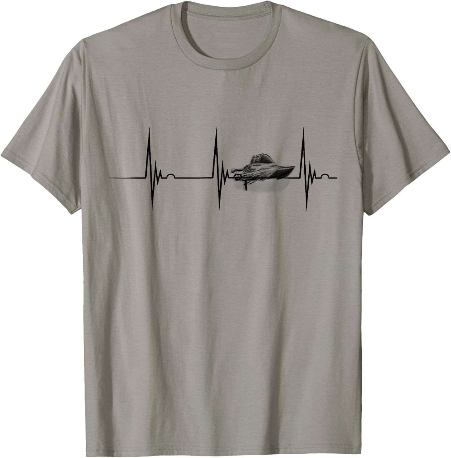 Heartbeat EKG Pulse Boater Motor Boating Drag Boat Racing T-Shirt - T-Shirt | Sand