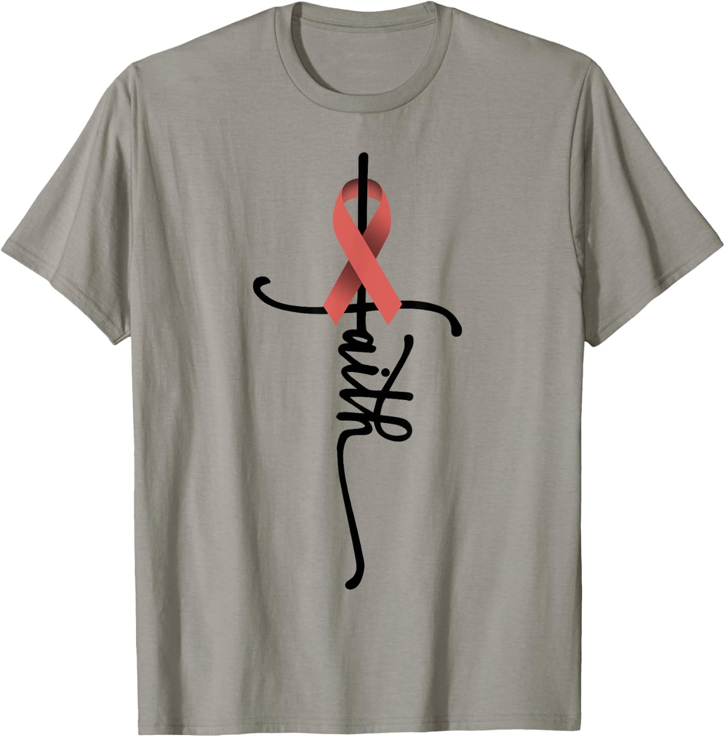 Uterine Cancer Faith Endometrial Cancer Awareness Support T-Shirt - T-Shirt | Sand
