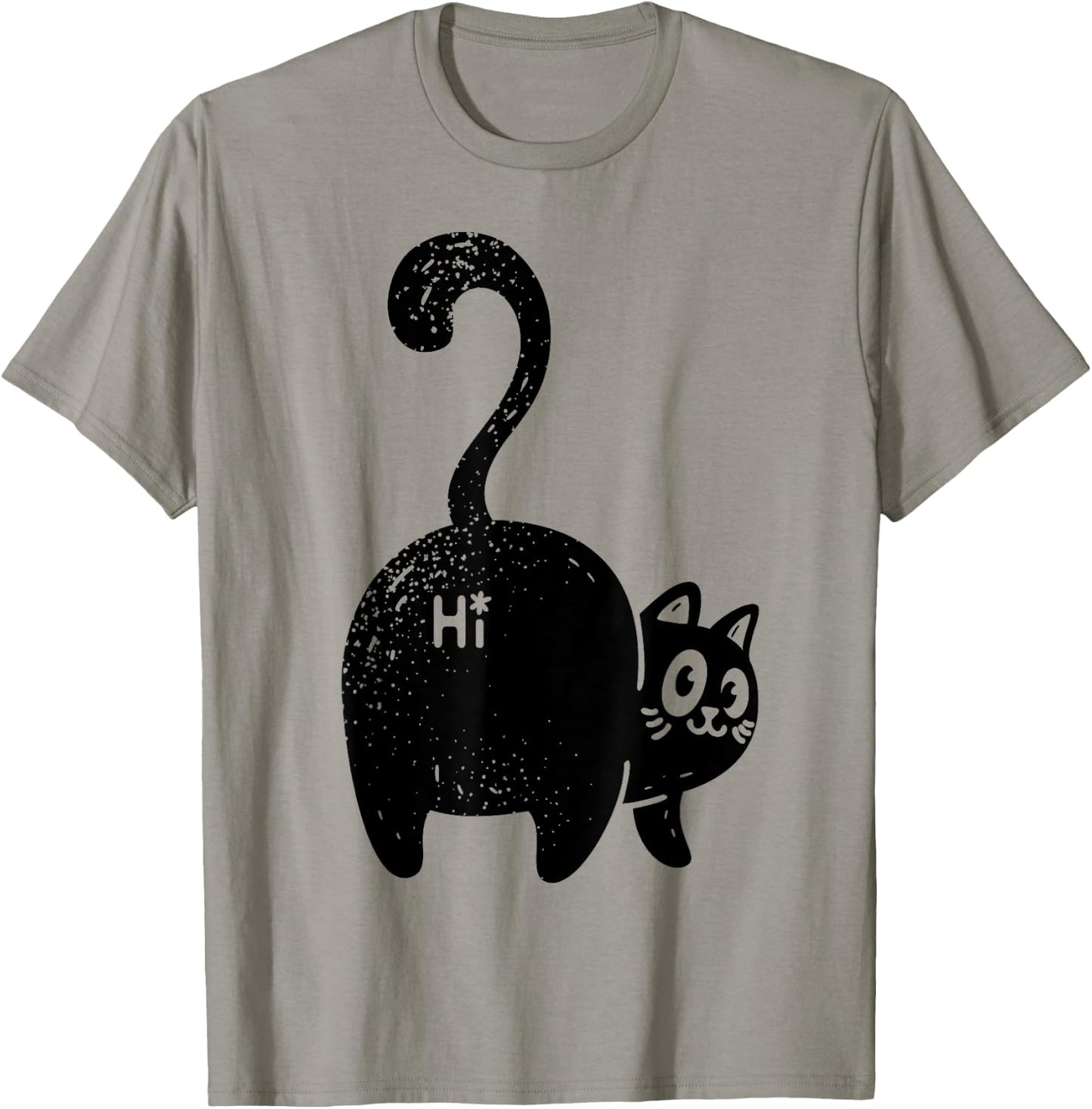 Funny Hello Black Cat Butt Gift Cat Lovers Men Women Girls Kids T-Shirt - T-Shirt | Sand